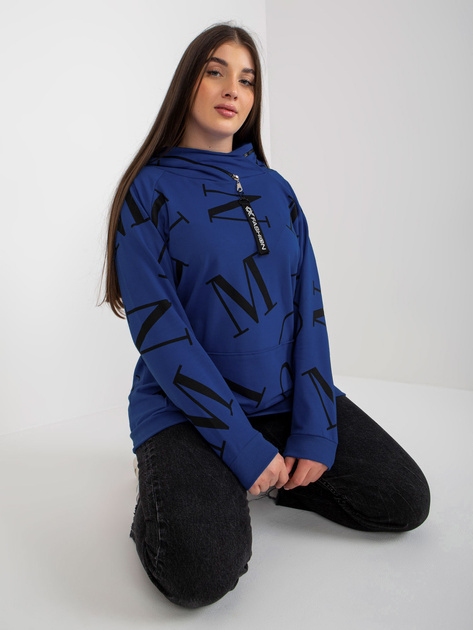Hurt Ciemnoniebieska damska bluza plus size z literami