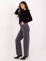 Black classic sweater with a round neckline.