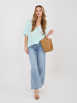 Miętowa luźna bluzka na lato  