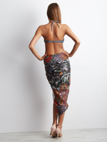 Hurtownia Czarna wzorzysta chusta z bawełny