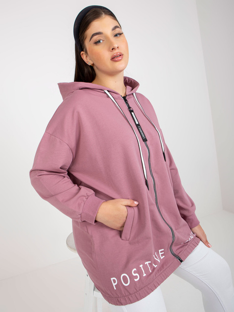 Hurt Brudnoróżowa rozpinana bluza plus size z kapturem
