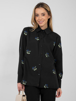 Czarna bawełniana koszula z haftem