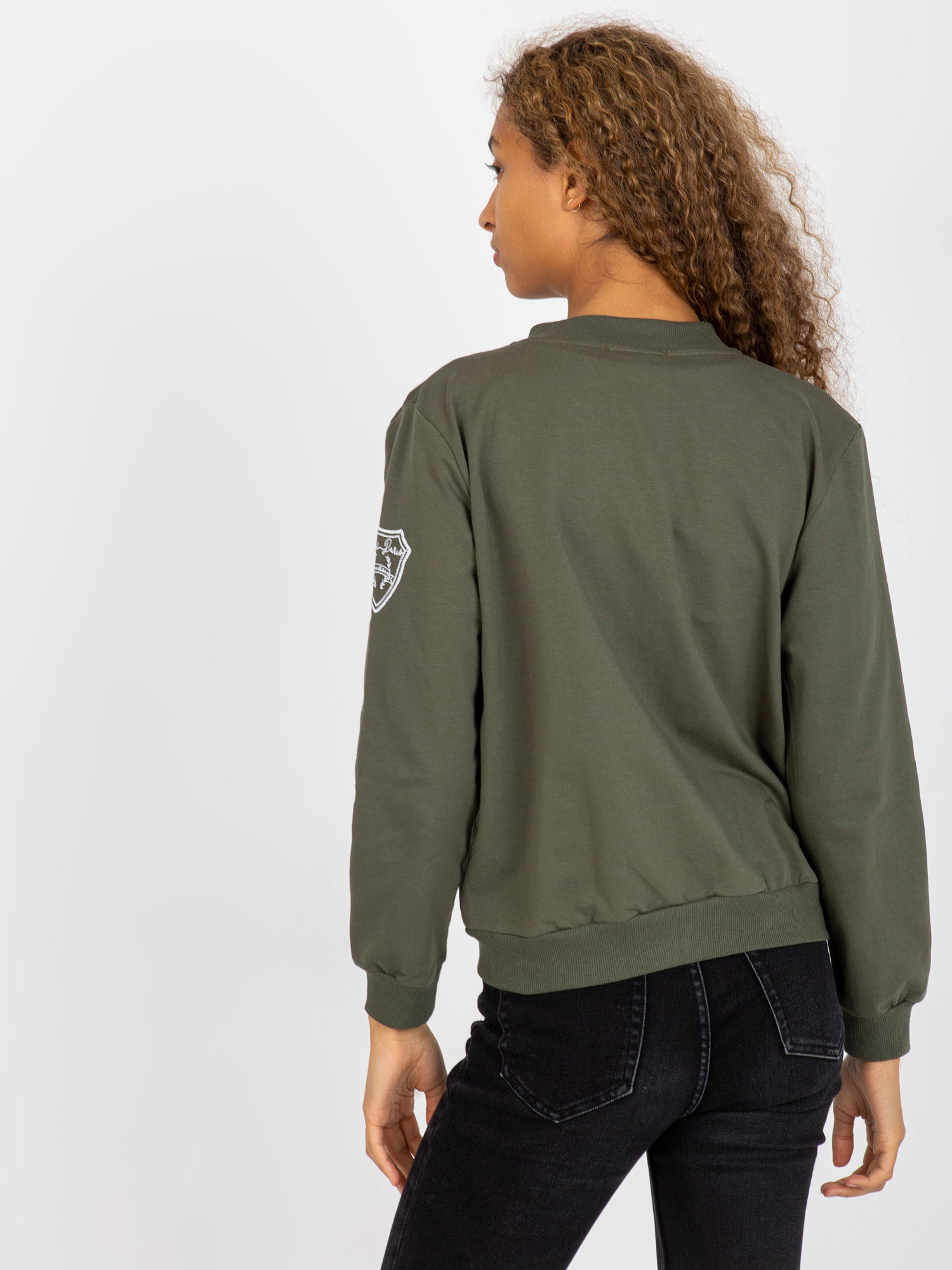 Khaki pikowana bluza bomberka z kieszeniami RUE PARIS