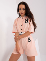 Hurt Brzoskwiniowy dwuczęściowy komplet casualowy z bawełny