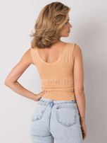 Camelowy dzianinowy top ze ściągaczem Astrid