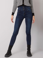 Ciemnoniebieskie jeansy rurki high waist Garland