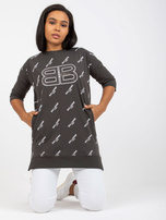 Hurtownia Khaki bluzka plus size z aplikacją