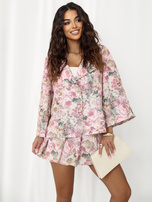 Brudnoróżowe eleganckie spódnico-szorty z paskiem