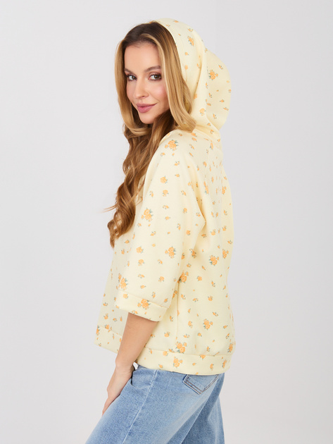 Pastelowa żółta damska bluza oversize w kwiatki