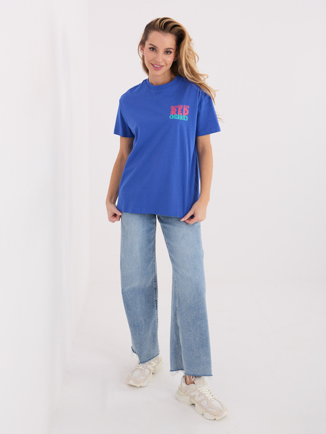 Ciemnoniebieski t-shirt z napisami SUBLEVEL