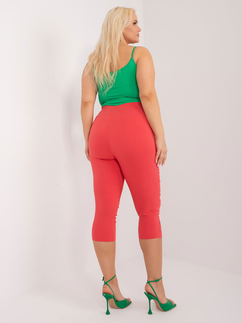 Hurt Koralowe spodnie 3/4 plus size z kieszeniami