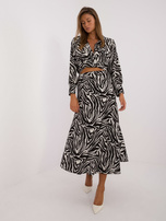 Hurt Ecru-czarny komplet w zebrę z krótką bluzką