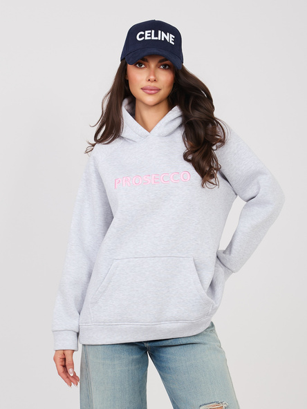 Jasnoszara dresowa bluza oversize z kapturem RUE PARIS