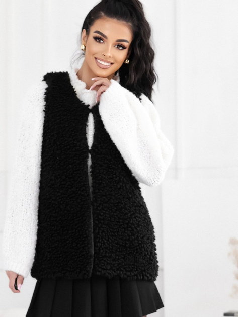 Czarna kamizelka teddy z podszewką