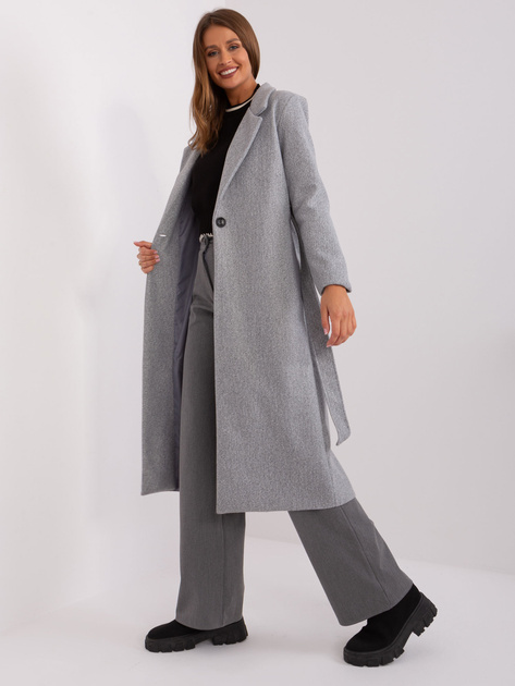 Hurt Szary melanżowy płaszcz damski z guzikami OCH BELLA