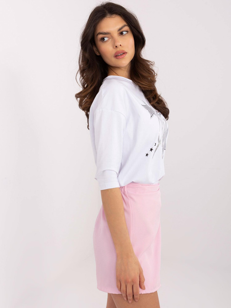 Hurtownia Biała casualowa bluzka z rękawem 3/4