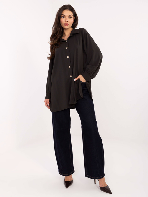 Czekoladowa koszula oversize z rozcięciami