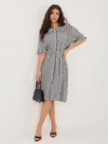 Czarna sukienka szmizjerka z kołnierzykiem 