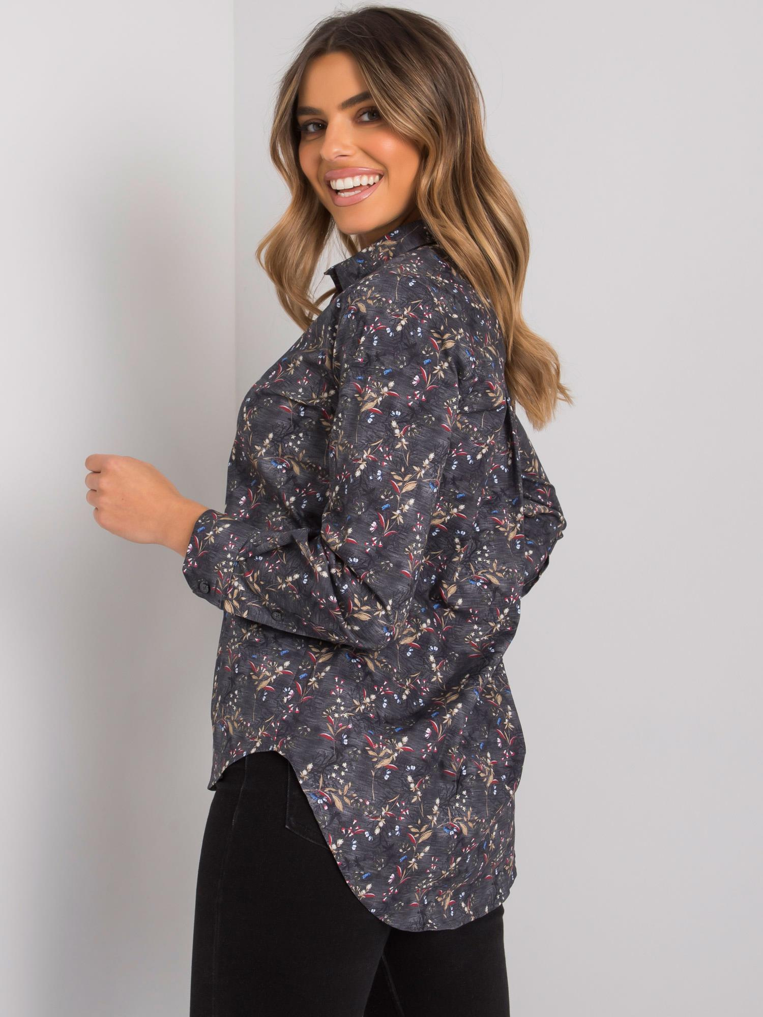 Dark grey patterned shirt for women Clermont RUE PARIS