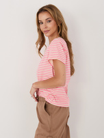 Fluo różowo-beżowy damski t-shirt z bawełny