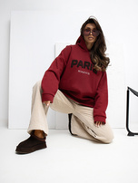 Bordowa dresowa bluza z kapturem RUE PARIS 