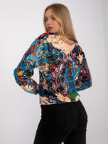Blaue Bluse mit Prints Nicola.