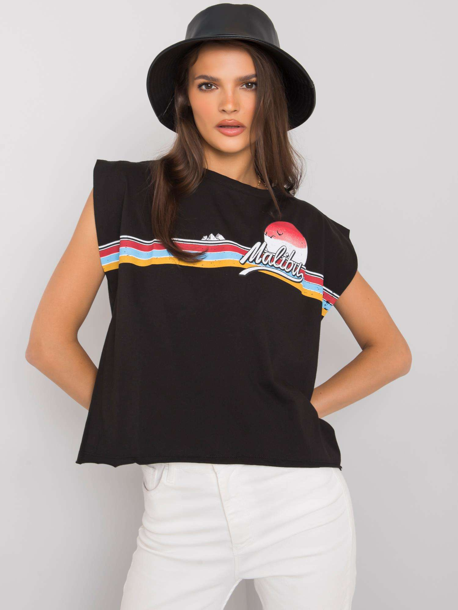 Czarny t-shirt z nadrukiem Malibu