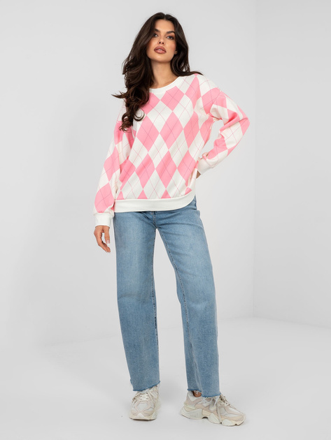 Różowa bluza oversize w geometryczne wzory