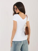 Biała bluzka basic z dekoltem na plecach RUE PARIS 