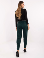 Ciemnozielone dresowe spodnie z długimi ściągaczami