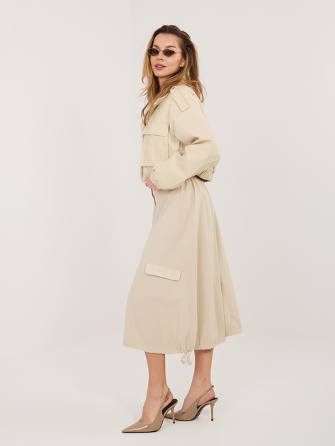 Beżowa sztruksowa spódnica ze ściągaczami RUE PARIS