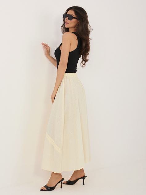 Jasnożółta długa spódnica z domieszką lnu