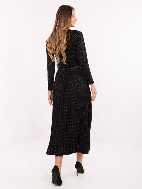 Czarna rozkloszowana spódnica z dżetami RUE PARIS