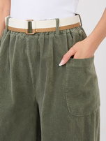 Khaki sztruksowe spodnie marchewki RUE PARIS 