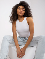 Biały top z materiału w prążki Eston RUE PARIS 