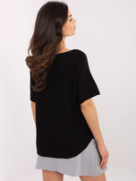 Hurt Czarny dwustronny sweter z dekoltem V