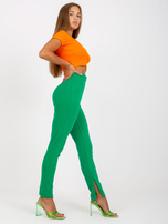 Hurtownia Zielone legginsy basic z rozcięciem RUE PARIS