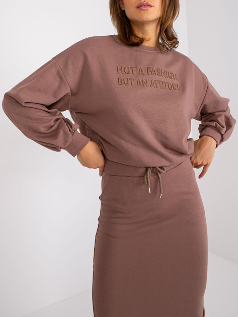 Jasnobrązowy komplet dresowy ze spódnicą midi Louisa