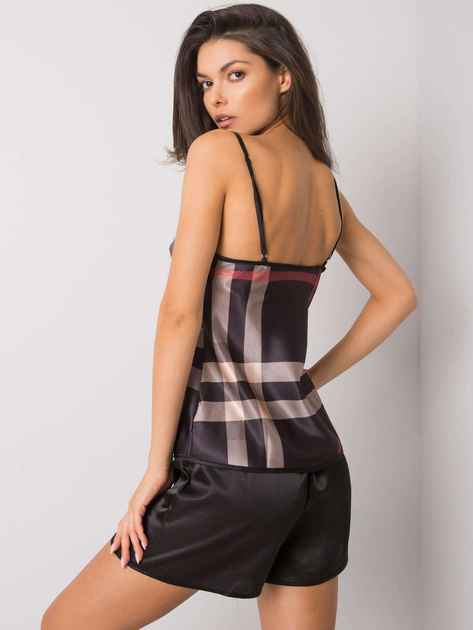 Czarny komplet do spania w kratę