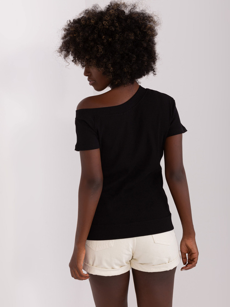 Hurt Czarna bluzka basic z asymetrycznym dekoltem