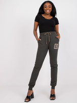 Khaki dresowe spodnie z bawełny