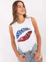 Biały damski top bez rękawów RUE PARIS