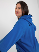 Hurtownia Ciemnoniebieska bluza plus size z kapturem