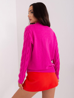 Hurtownia Fuksjowy warkoczowy sweter damski