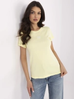 Jasnożółta dopasowana bluzka z haftem