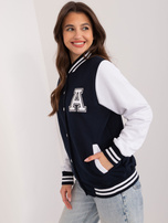 Hurt Granatowa damska bluza baseball z bawełny 