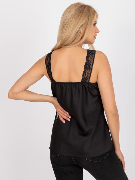 Hurtownia Czarny gładki top z koronką OCH BELLA