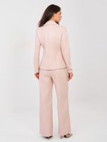 Jasnoróżowe skórzane spodnie od kompletu 