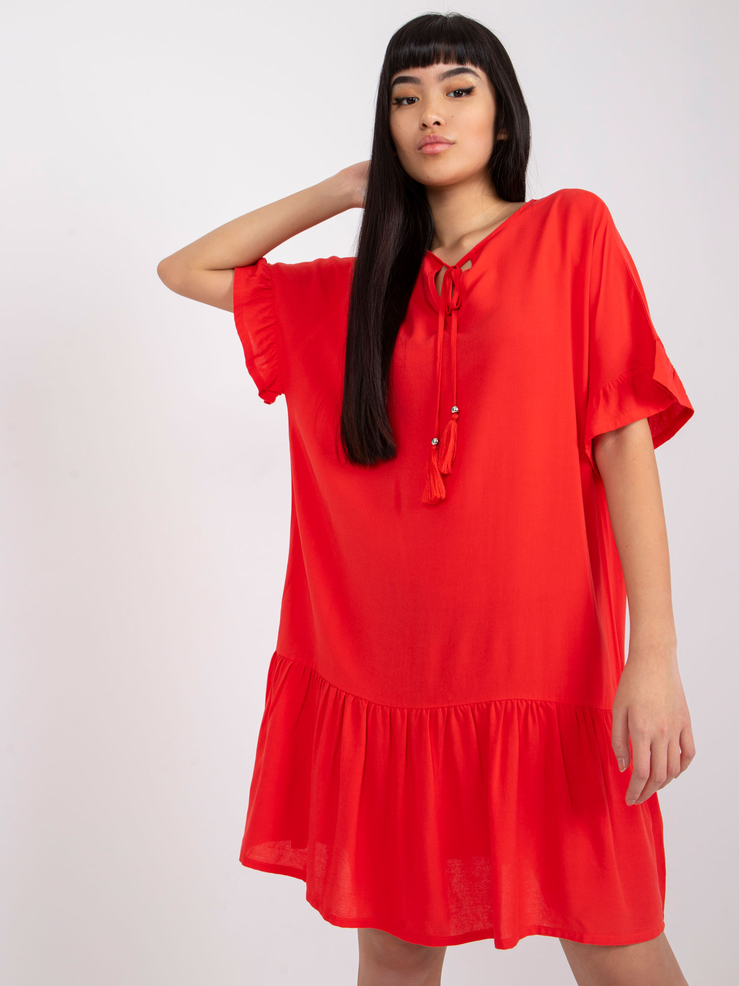 Rotes Kleid mit Rüsche Sindy SUBLEVEL.