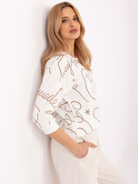 Ecru bawełniana bluzka damska z nadrukiem RUE PARIS 